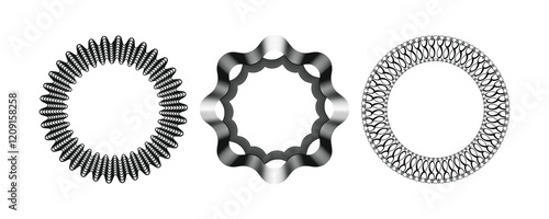 Geometric Circular illustration Designs, wave in round form, ornamental vector graphic design.