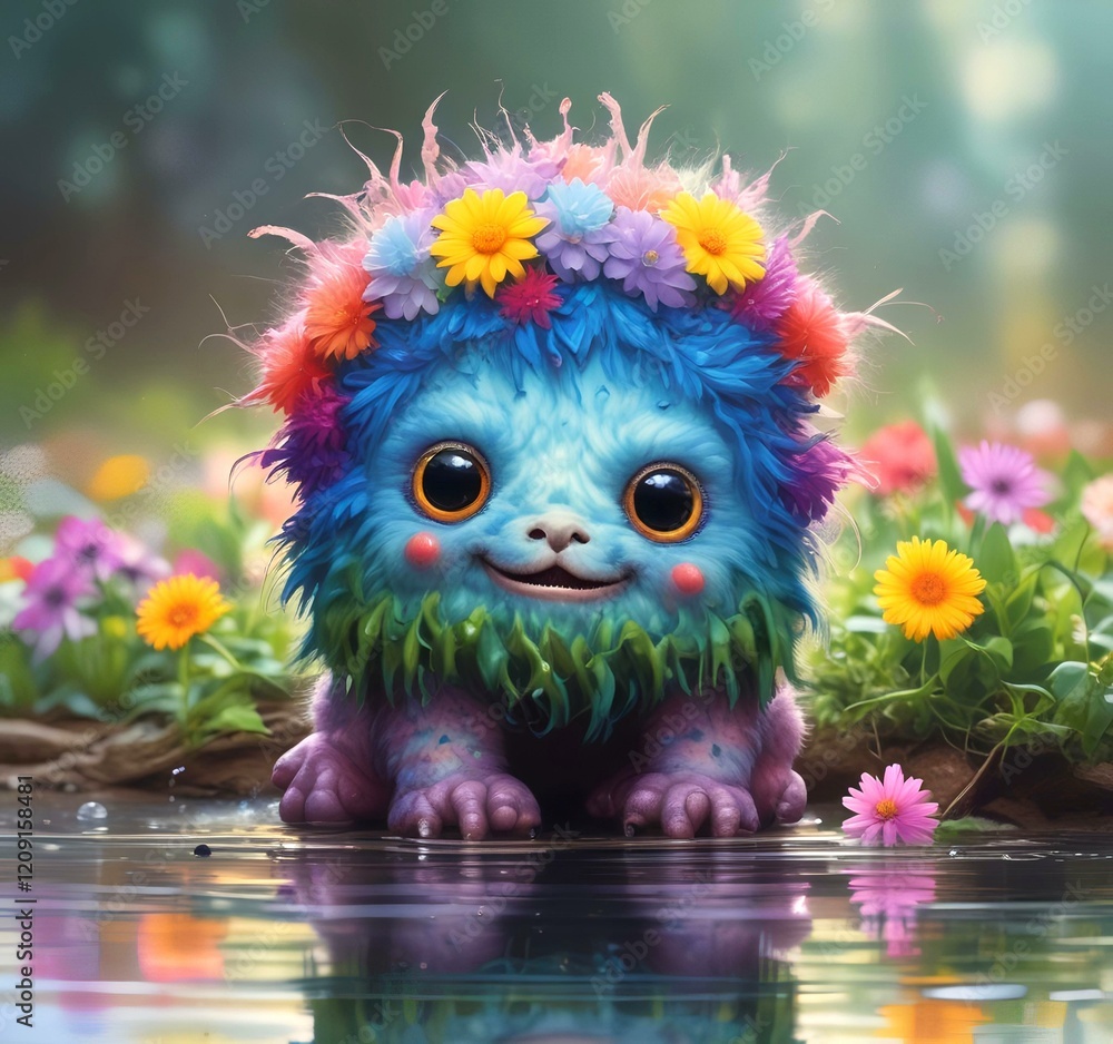Illustration of fluffy and cute small monster. Illustration of fluffy and cute small monster.