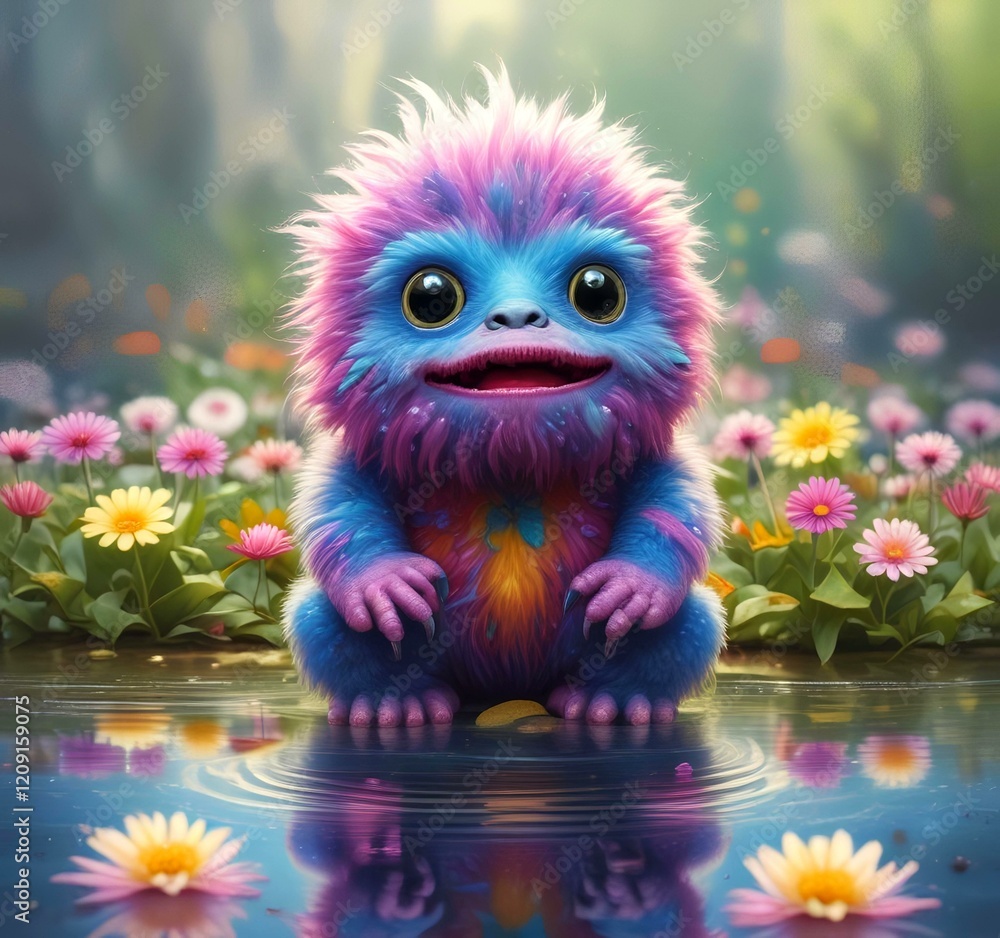 Illustration of fluffy and cute small monster. Illustration of fluffy and cute small monster.