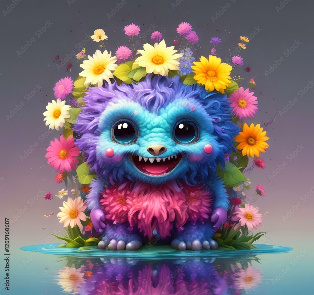 Illustration of fluffy and cute small monster. Illustration of fluffy and cute small monster.