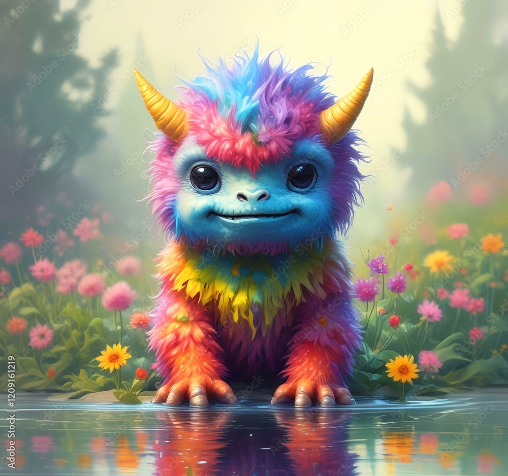 Illustration of fluffy and cute small monster. Illustration of fluffy and cute small monster.
