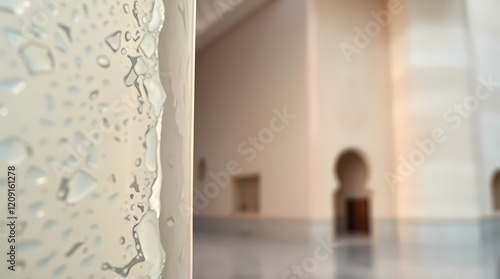 Blurred Background and Soft Aesthetic Mosque Wall Close-Up