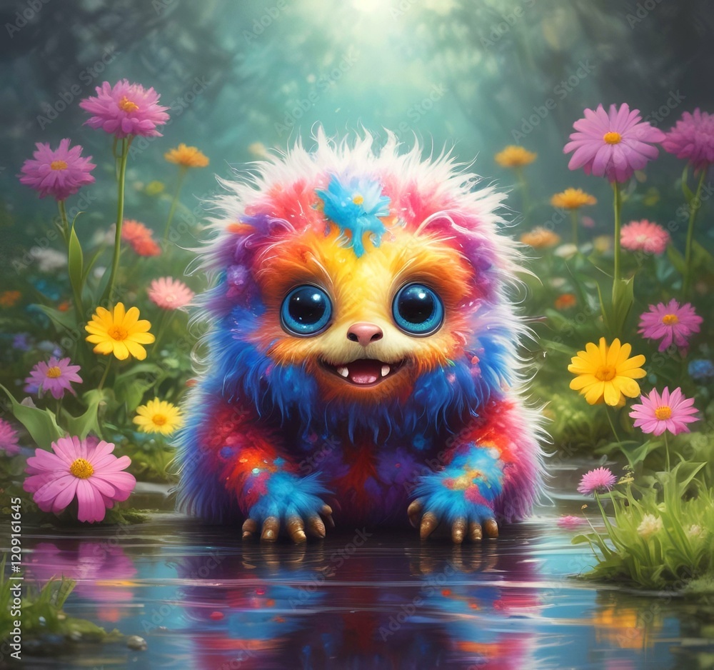 Illustration of fluffy and cute small monster. Illustration of fluffy and cute small monster.