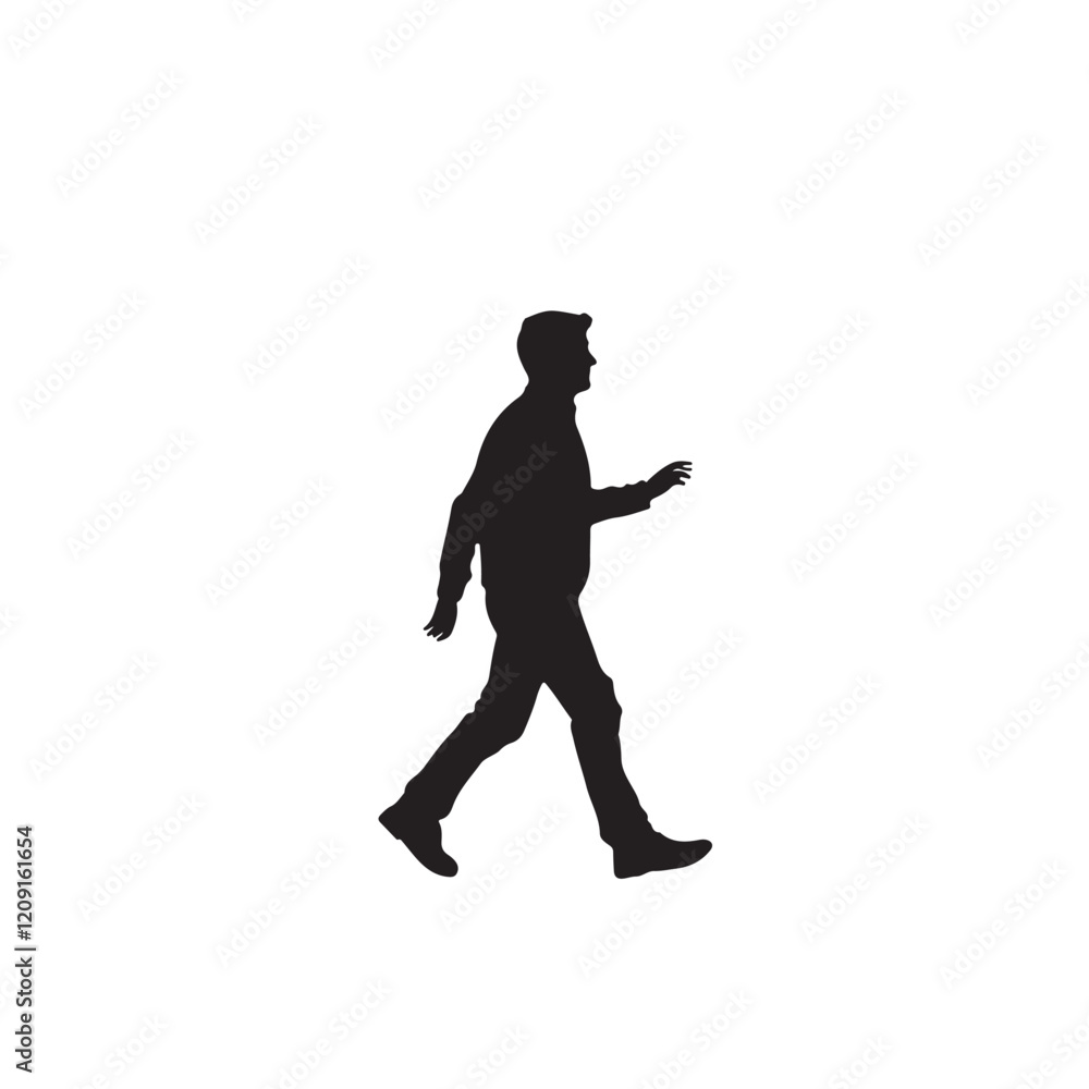 Silhouette of man walking with hand pose - vector illustration Silhouette of man walking with hand pose - vector illustration
