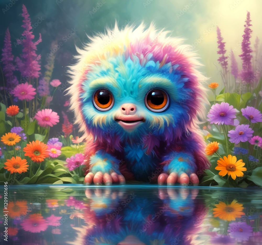 Illustration of fluffy and cute small monster. Illustration of fluffy and cute small monster.