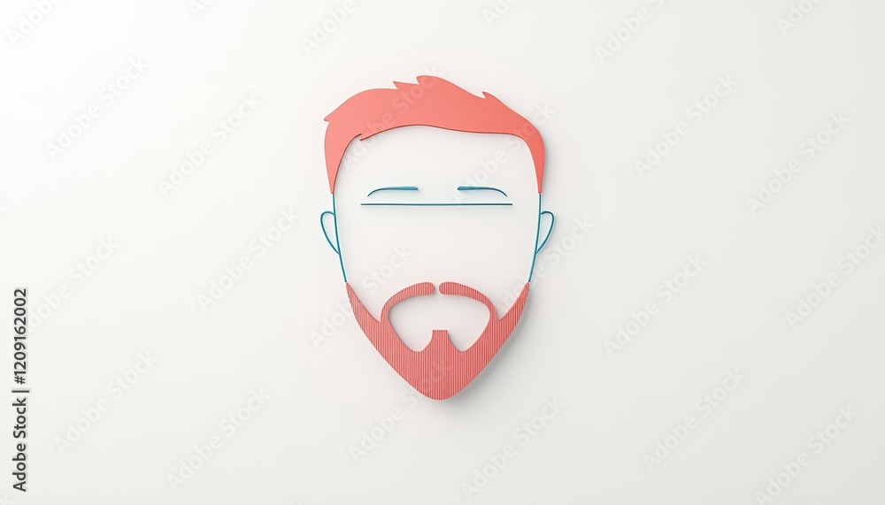 Minimalist illustration of a man's face with a pink beard and blue outlines on a white background Minimalist illustration of a man's face with a pink beard and blue outlines on a white background