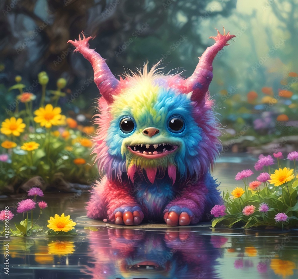 Illustration of fluffy and cute small monster. Illustration of fluffy and cute small monster.