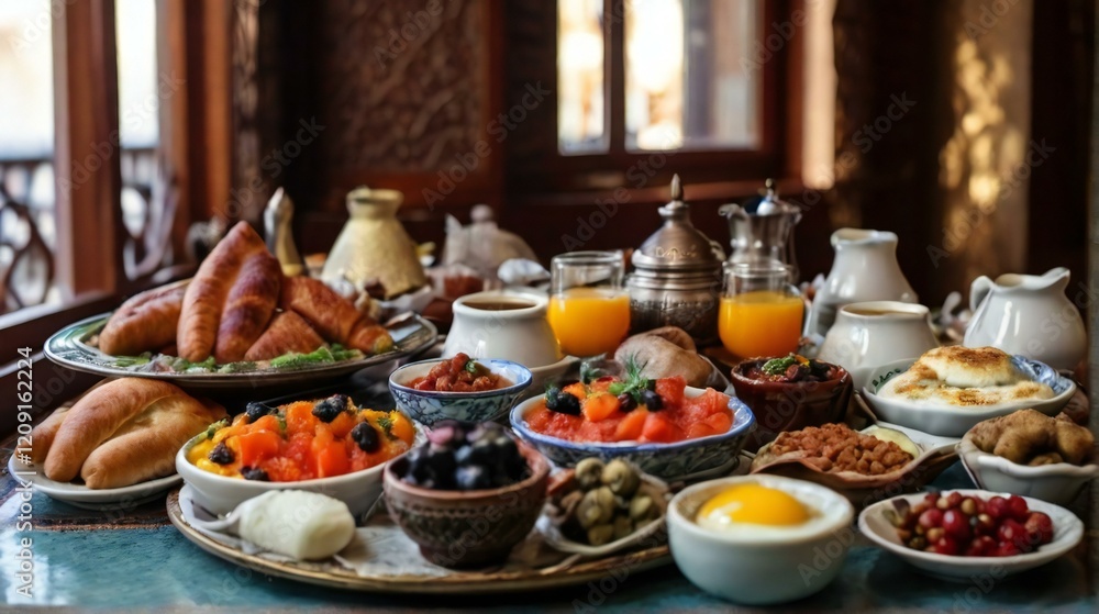 Naklejka premium breakfast in the restaurant