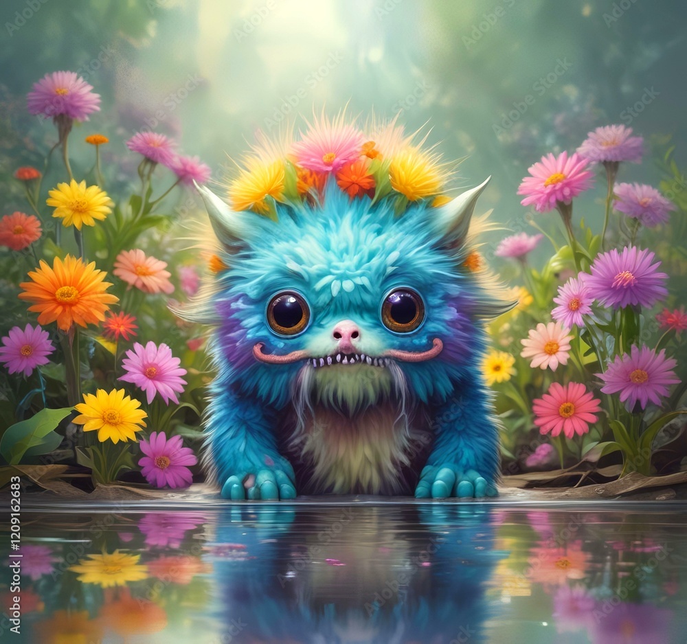 Illustration of fluffy and cute small monster. Illustration of fluffy and cute small monster.