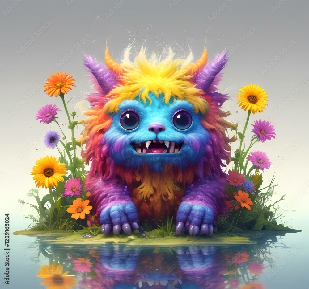 Illustration of fluffy and cute small monster. Illustration of fluffy and cute small monster.