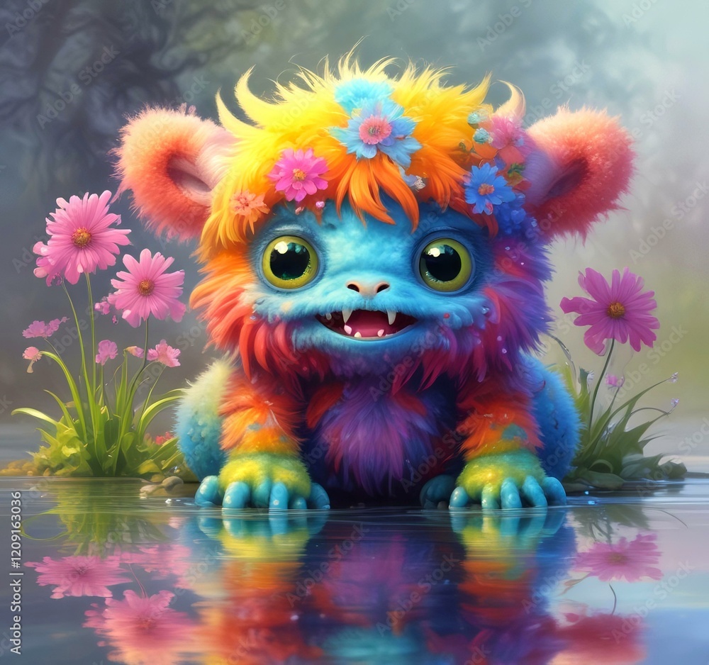 Illustration of fluffy and cute small monster. Illustration of fluffy and cute small monster.