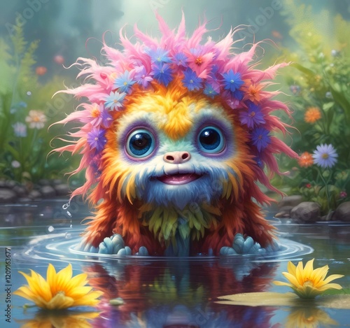Illustration of fluffy and cute small monster.