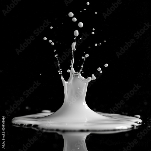 Milk Splash Isolated On Black