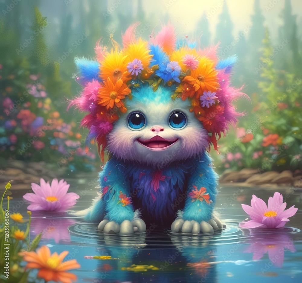 Illustration of fluffy and cute small monster. Illustration of fluffy and cute small monster.