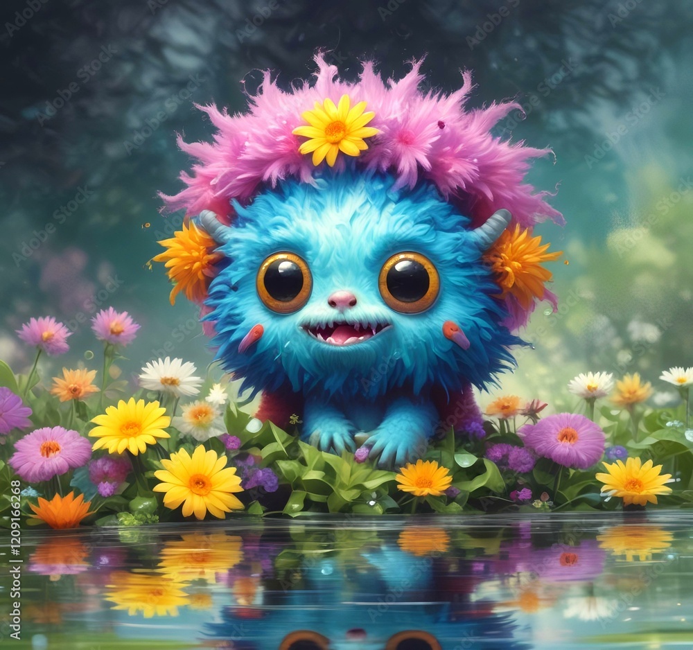 Illustration of fluffy and cute small monster. Illustration of fluffy and cute small monster.