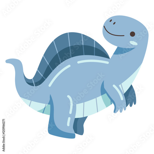 Cute Blue Spinosaurus Character Illustration