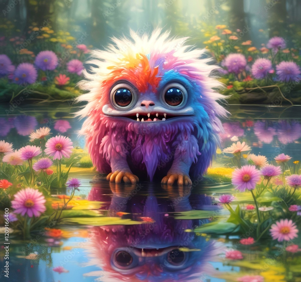 Illustration of fluffy and cute small monster. Illustration of fluffy and cute small monster.