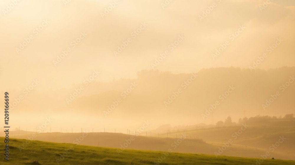 A misty mountain morning with fog in the forest and fields, capturing the beauty of nature, green meadows, and soft sunlight A misty mountain morning with fog in the forest and fields, capturing the beauty of nature, green meadows, and soft sunlight