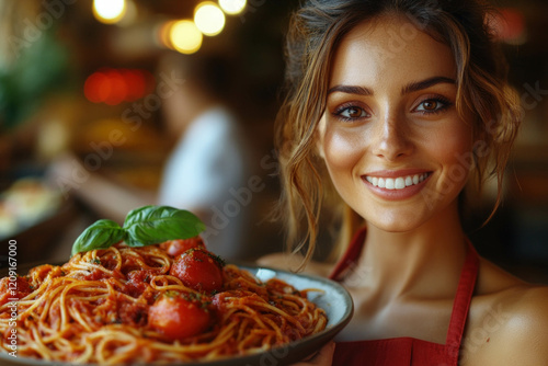 Woman With Bowl Of Pasta
