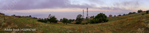 Panoramic sunrise view of Lake Ohrid