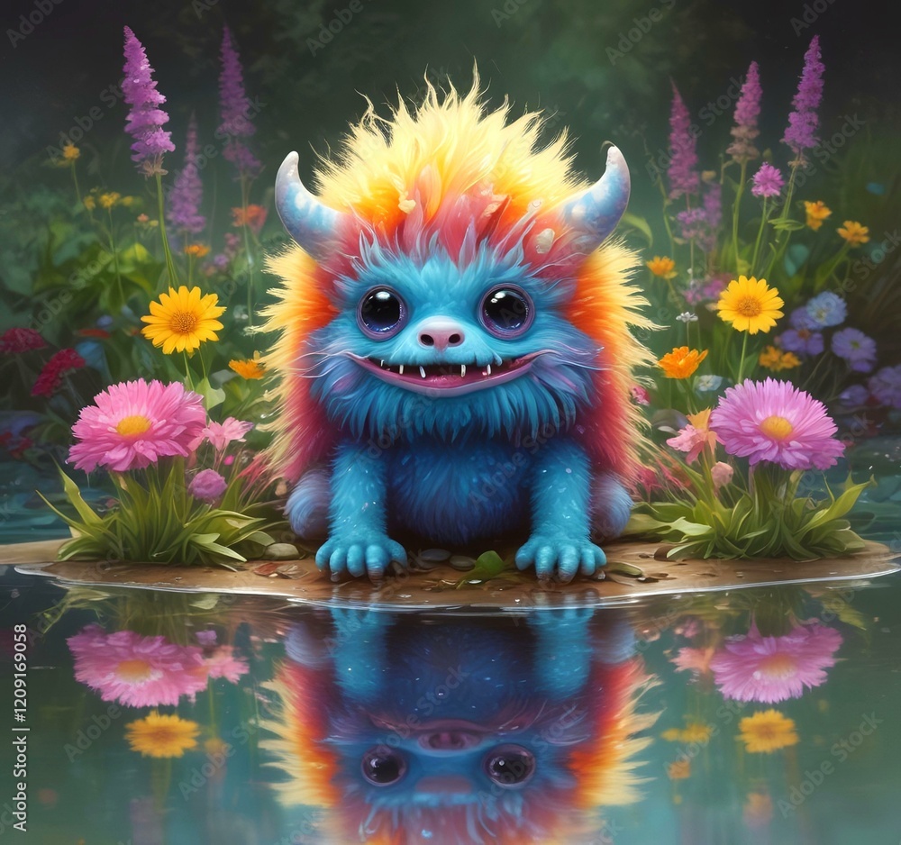 Illustration of fluffy and cute small monster. Illustration of fluffy and cute small monster.