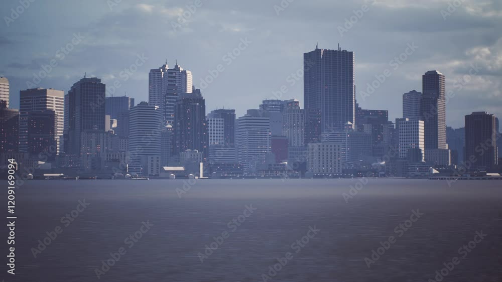 The city skyline is illuminated as dusk settles over the waterfront. Tall buildings reflect the fading light, creating a striking urban landscape along the waters edge. The city skyline is illuminated as dusk settles over the waterfront. Tall buildings reflect the fading light, creating a striking urban landscape along the waters edge.
