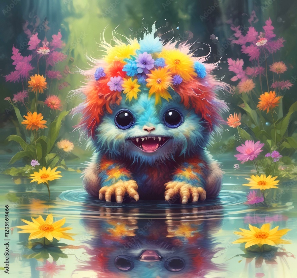 Illustration of fluffy and cute small monster. Illustration of fluffy and cute small monster.