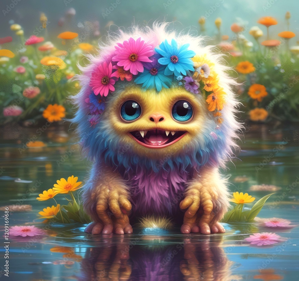 Illustration of fluffy and cute small monster. Illustration of fluffy and cute small monster.