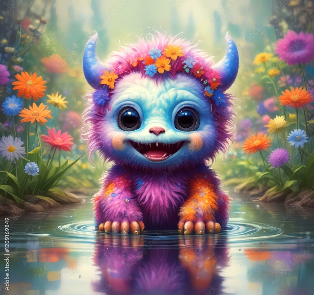 Illustration of fluffy and cute small monster. Illustration of fluffy and cute small monster.