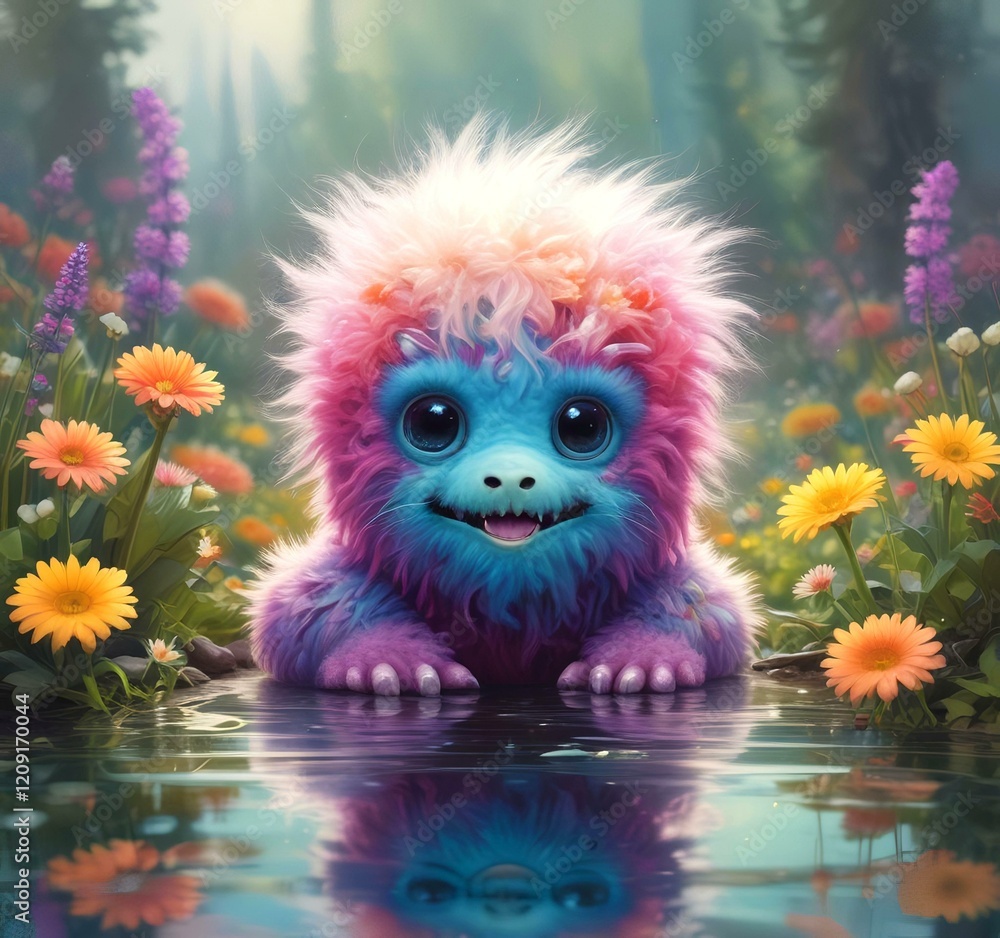 Illustration of fluffy and cute small monster. Illustration of fluffy and cute small monster.