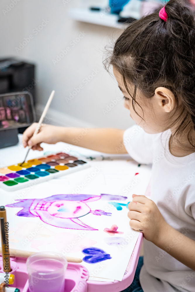 child painting a picture with school supplies, preschool child painting, child drawing a rainbow, child doing homework. child painting a picture with school supplies, preschool child painting, child drawing a rainbow, child doing homework.