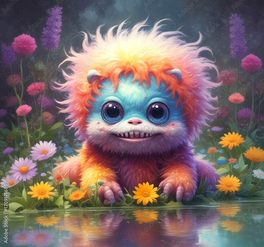 Illustration of fluffy and cute small monster. Illustration of fluffy and cute small monster.