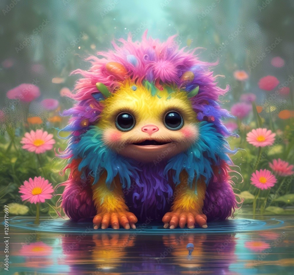 Illustration of fluffy and cute small monster. Illustration of fluffy and cute small monster.