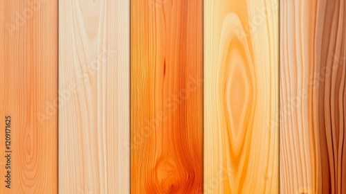 A collection of wooden planks showcasing various textures and color. photo