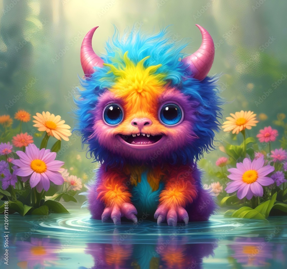 Illustration of fluffy and cute small monster. Illustration of fluffy and cute small monster.