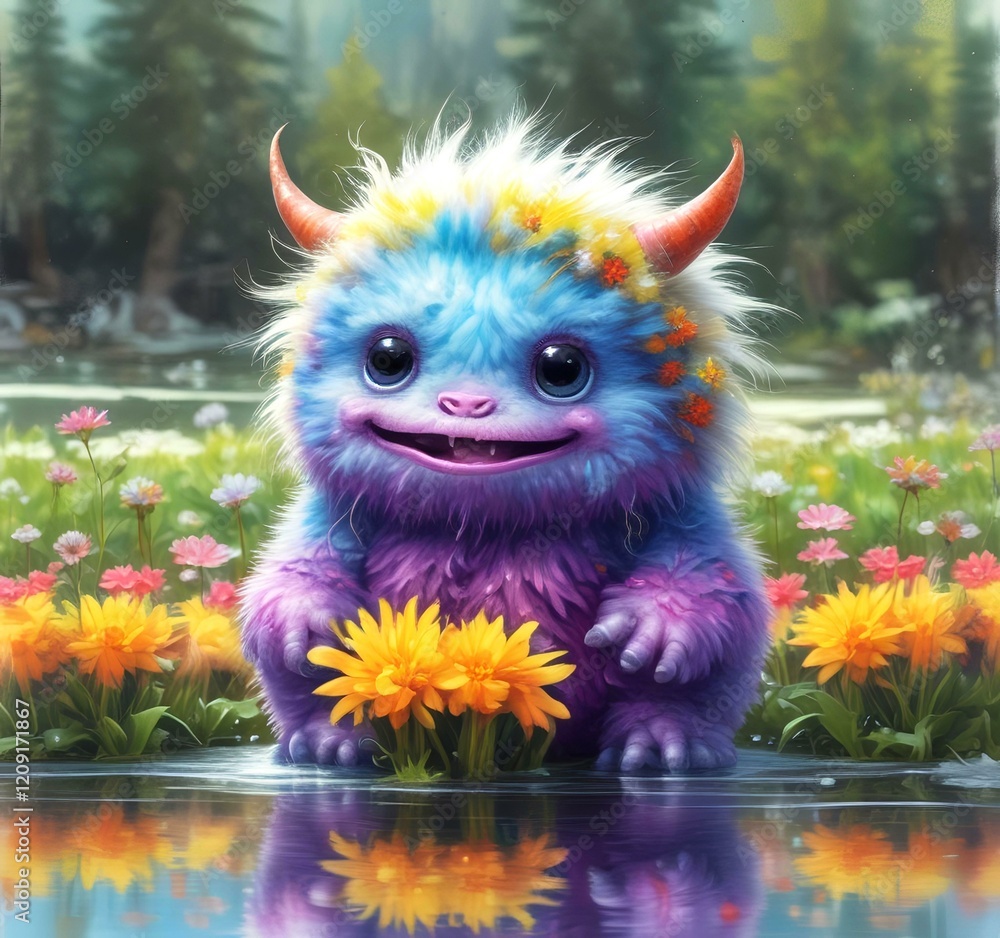 Illustration of fluffy and cute small monster. Illustration of fluffy and cute small monster.