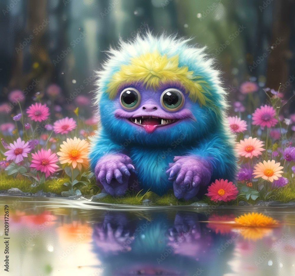 Illustration of fluffy and cute small monster. Illustration of fluffy and cute small monster.