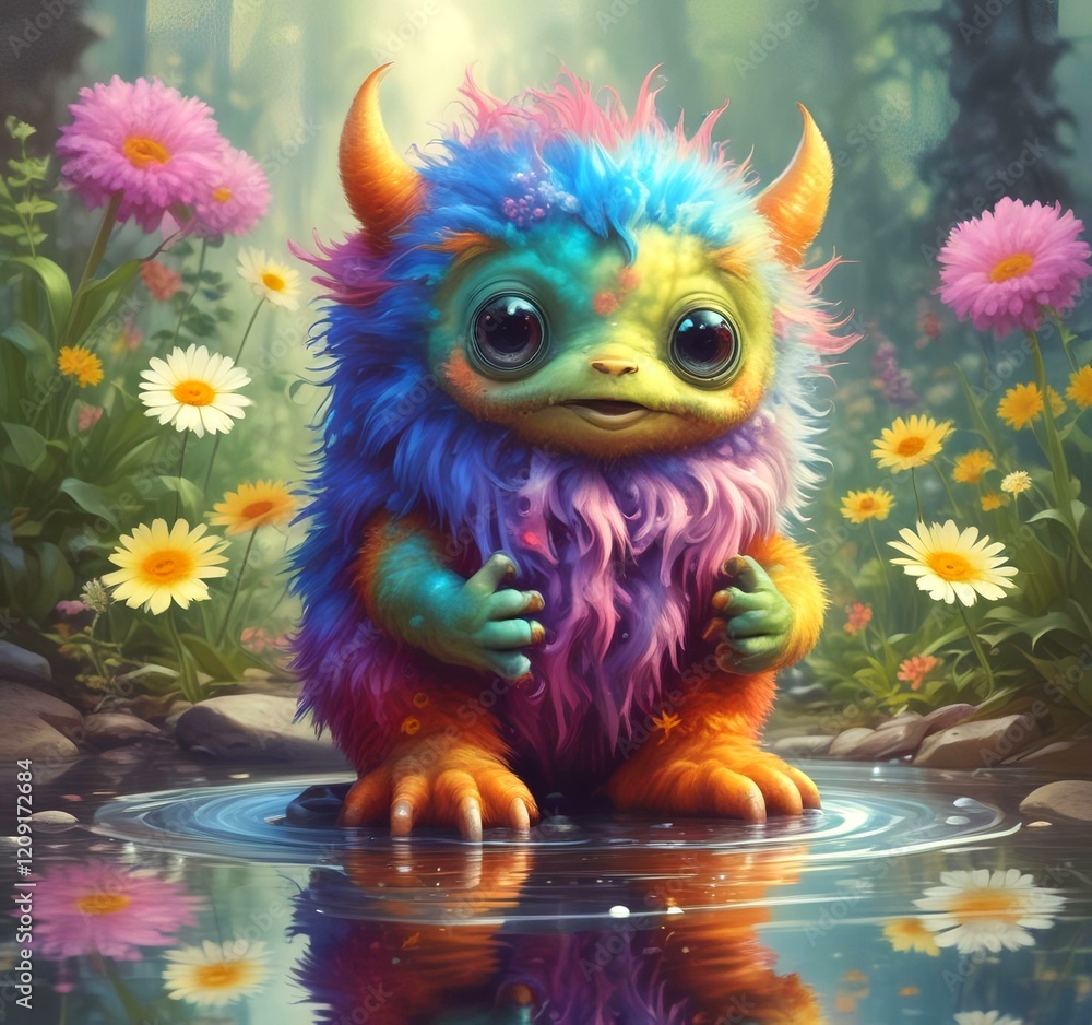 Illustration of fluffy and cute small monster. Illustration of fluffy and cute small monster.
