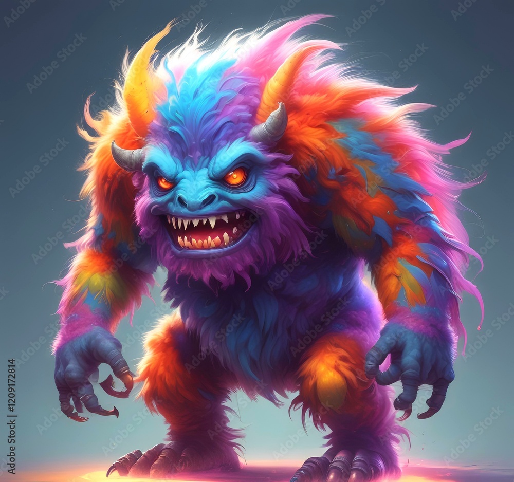 Obraz premium Illustration of fluffy and cute small monster.