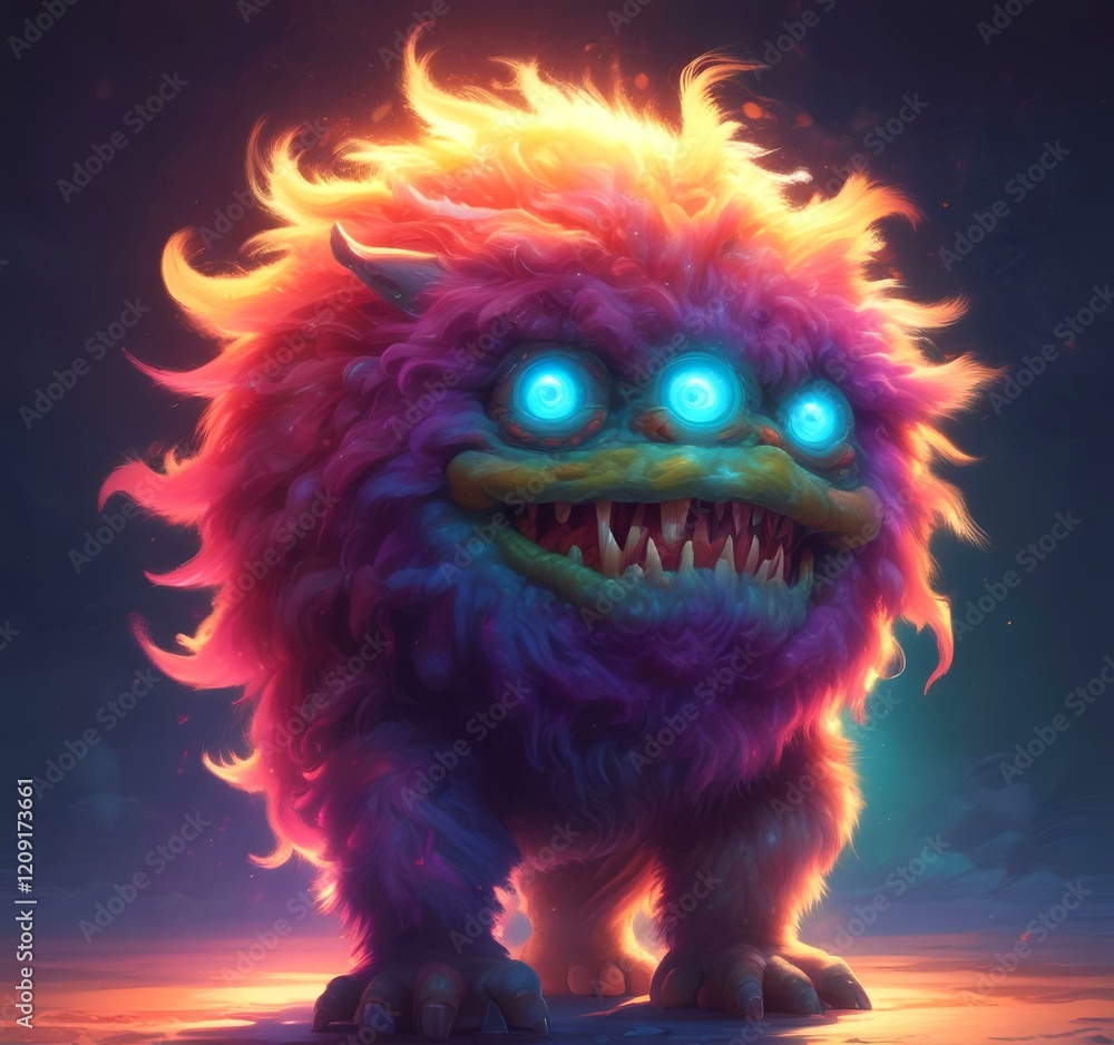 Illustration of fluffy and cute small monster. Illustration of fluffy and cute small monster.