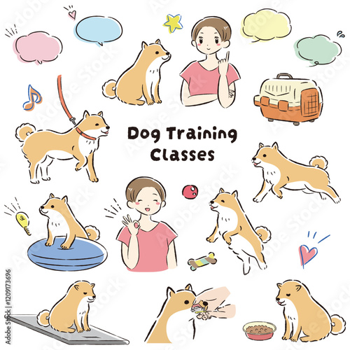 犬の幼稚園（しつけ教室、ドッグトレーナー、ドッグスクール）のイメージイラスト