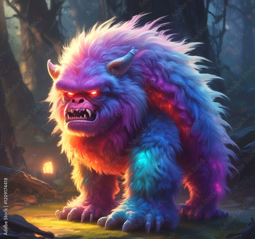 Naklejka premium Illustration of fluffy and cute small monster.