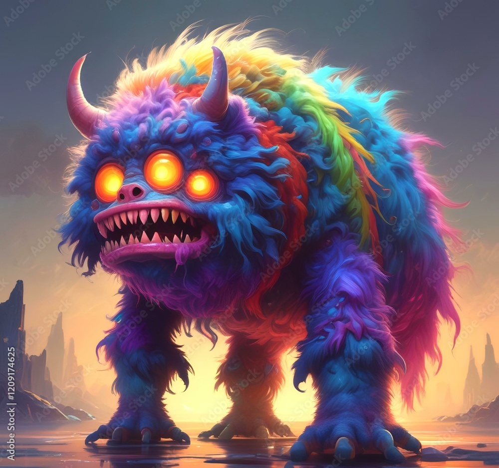 Illustration of fluffy and cute small monster. Illustration of fluffy and cute small monster.