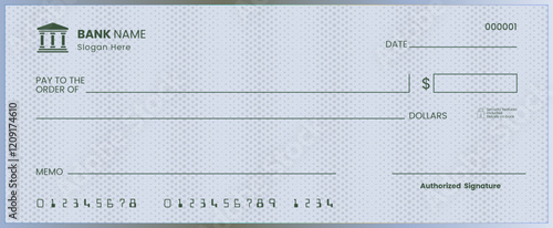Blank bank check template. Bank check. Blank check with open space for your text