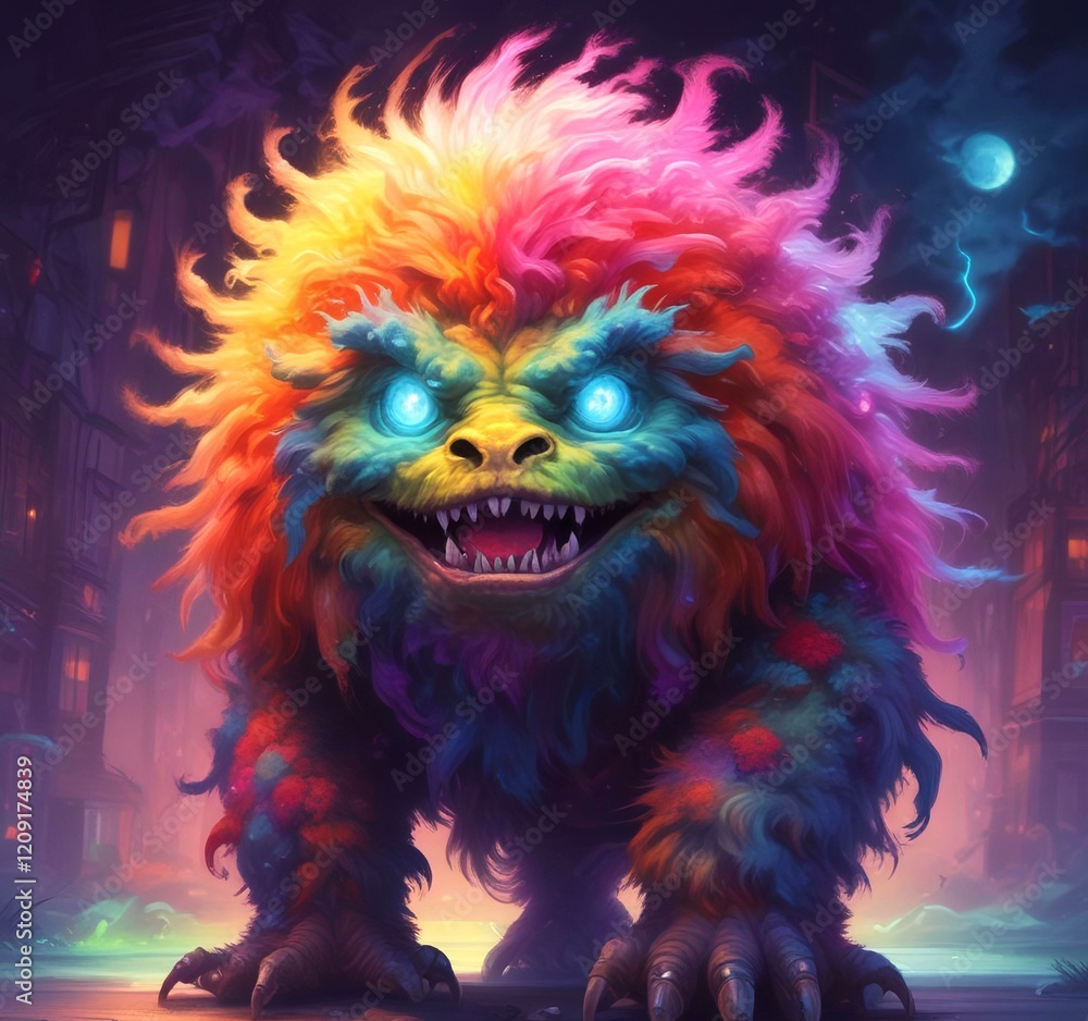 Illustration of fluffy and cute small monster. Illustration of fluffy and cute small monster.