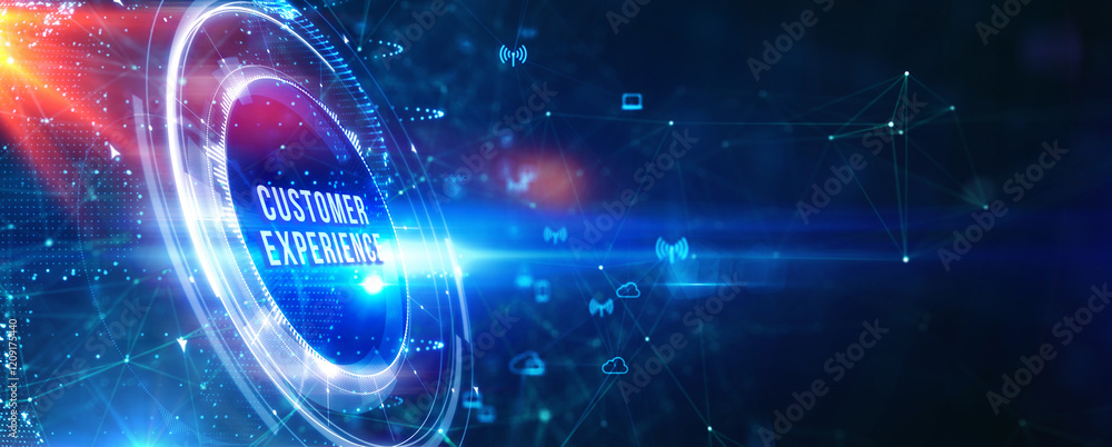 CUSTOMER EXPERIENCE inscription, social networking concept. Business, Technology, Internet and network concept. 3d illustration CUSTOMER EXPERIENCE inscription, social networking concept. Business, Technology, Internet and network concept. 3d illustration