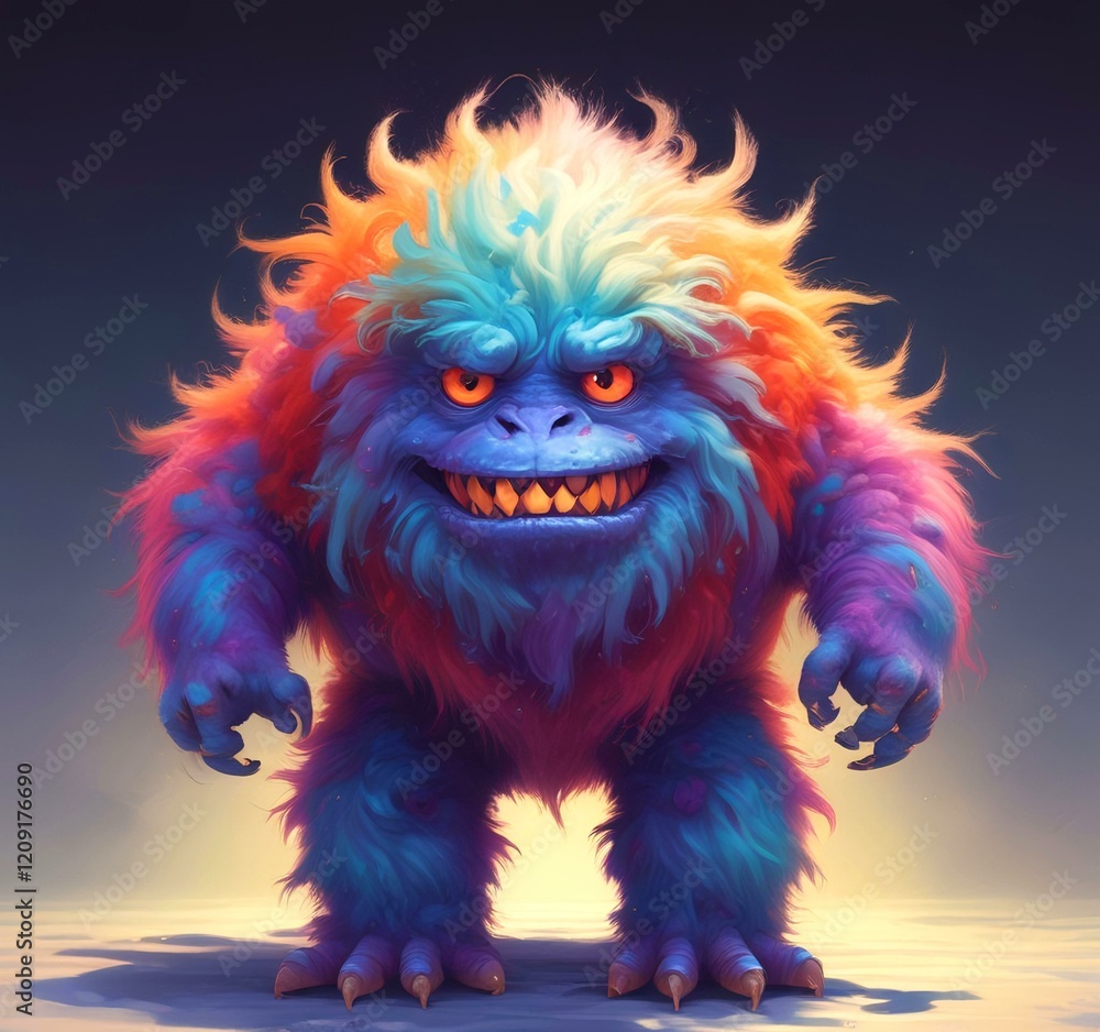 Illustration of fluffy and cute small monster. Illustration of fluffy and cute small monster.