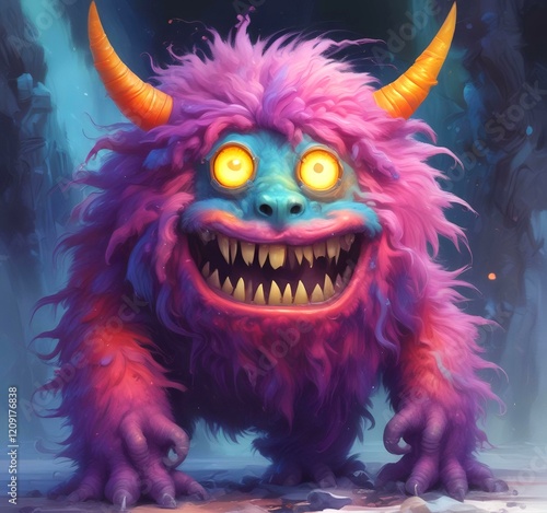 Illustration of fluffy and cute small monster.