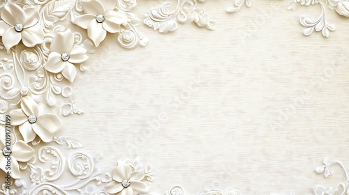 Elegant White Floral Design with Ornate Accents