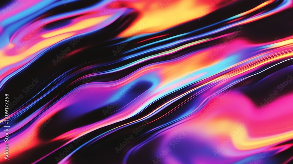 A vibrant, flowing abstract design with colorful waves on a dark background. A vibrant, flowing abstract design with colorful waves on a dark background.